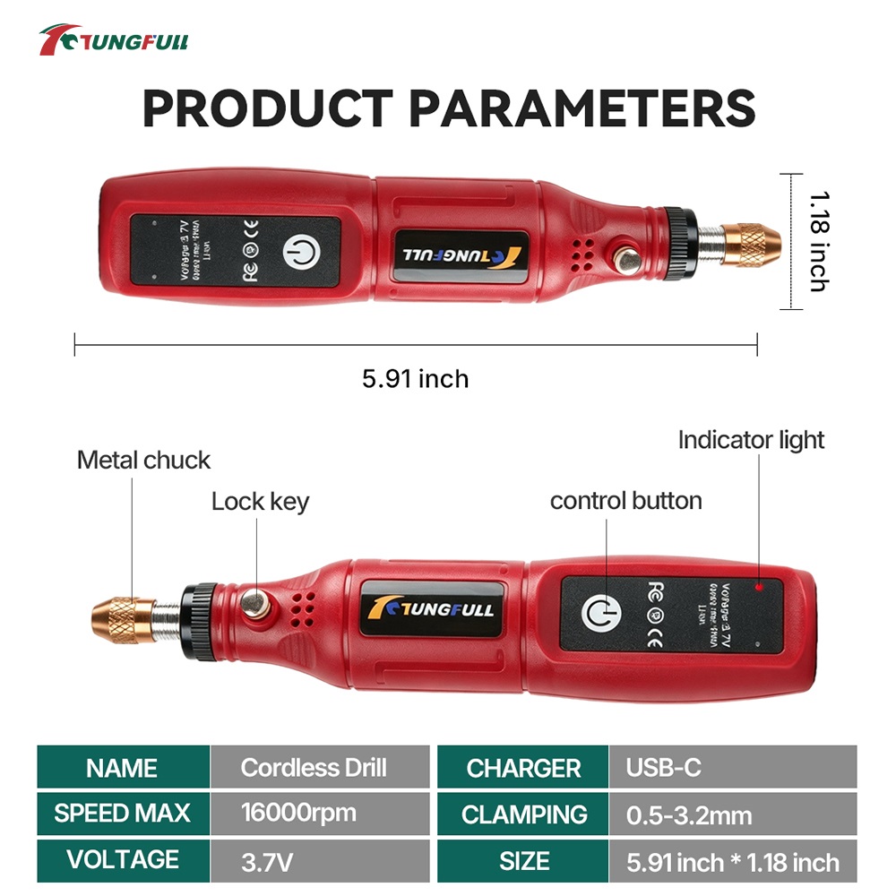 أداة دوارة لاسلكية من TUNGFULL - مراجعة Power Tools For Workshop وسعره